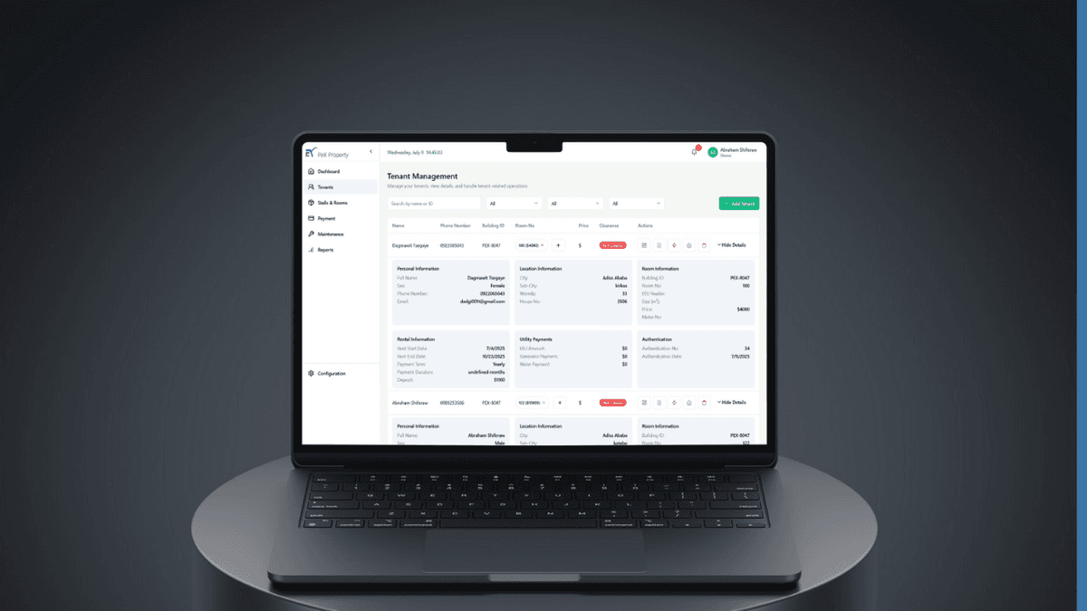 Pex Property Management System — detail